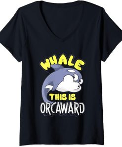 Womens women men apparel: Funny animals design orca whale V-Neck T-Shirt