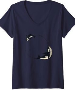 Womens Cool Sea Animal Whale Orca Men Women Loves Orcas V-Neck T-Shirt