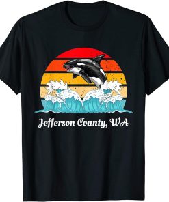 Vintage Jefferson County WA Distressed Orca Killer Whale Art T-Shirt