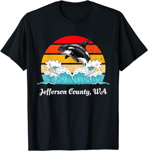 Vintage Jefferson County WA Distressed Orca Killer Whale Art T-Shirt