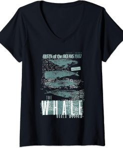 Womens Beluga Whale Humpback Whale Killer Whale Vintage Art Graphic V-Neck T-Shirt