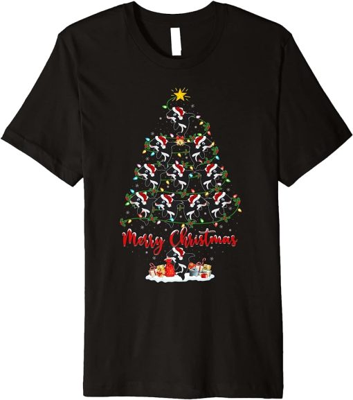 Orca Christmas Tree Lights Funny Orca Xmas Premium T-Shirt