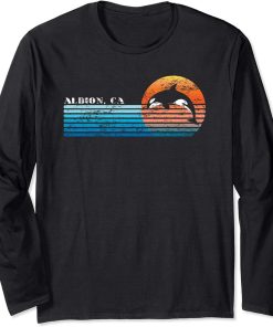 Vintage Albion, CA Retro 80s Orca Sunset Long Sleeve T-Shirt